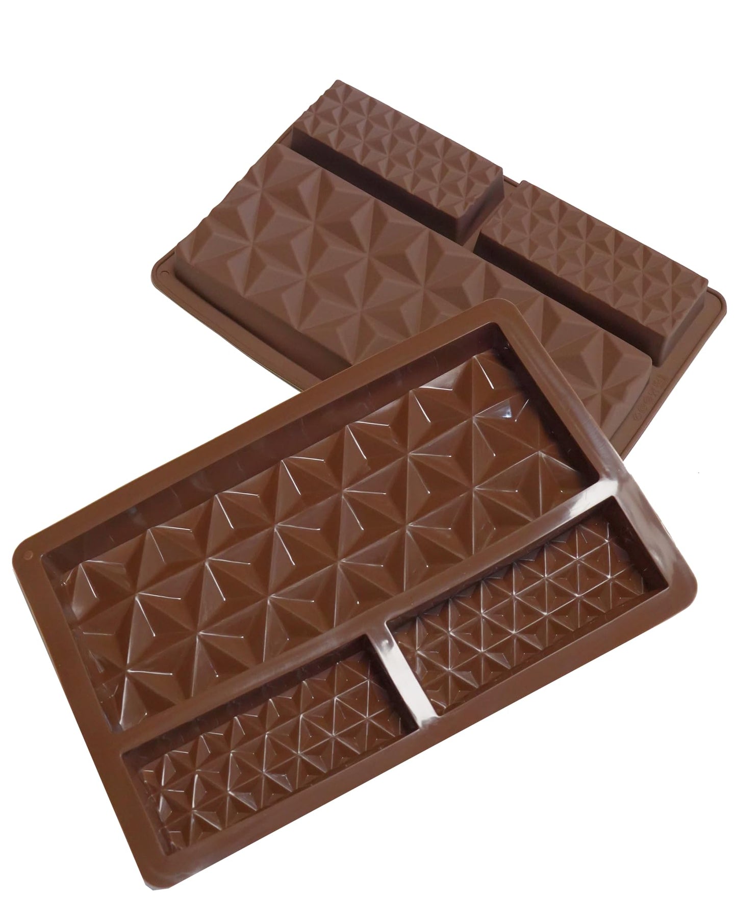 Silicone Chocolate Bar Mold, 1 Inch Deep, Large Candy Mould for Stuffed Bars and Fillings, 2 Pcs (brown02)