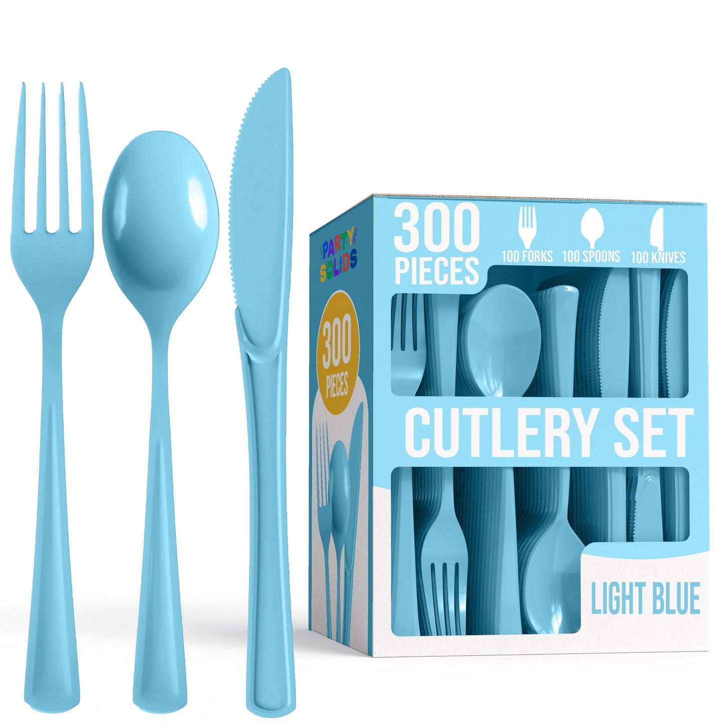 Party Solids Dark Blue Plastic Silverware 300 Pcs Dark Blue Cutlery Set