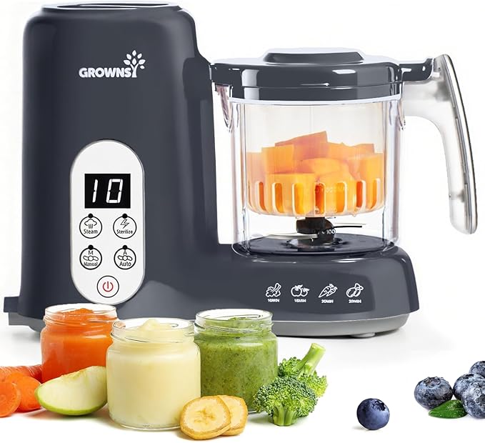 Grownsy Baby Food Maker, Steam & Blend Baby Food Processor, Dark Blue