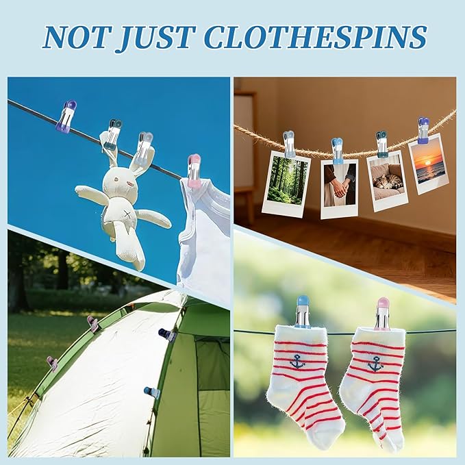 Clothes Pins, 30 Pack Chip Clips, 2.17 Inch Clothes Pins Heavy Duty, Bag Clips, Clips, clothespins, chip Clips Bag Clips Food Clips, Bag Clips for Food,Food Clips,chip Bag Clip(6 Colors)
