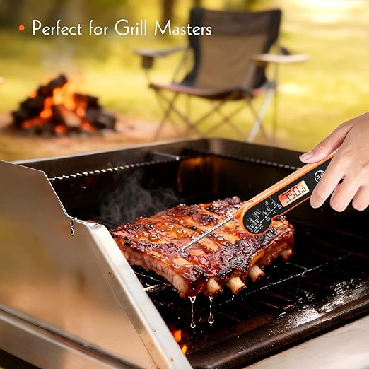 CaloriMastery Meat Thermometer Digital with Backlight, Calibration & Hold Function, IP65 Waterproof Food Thermometer for Cooking, Outdoor Grilling, Candy Making