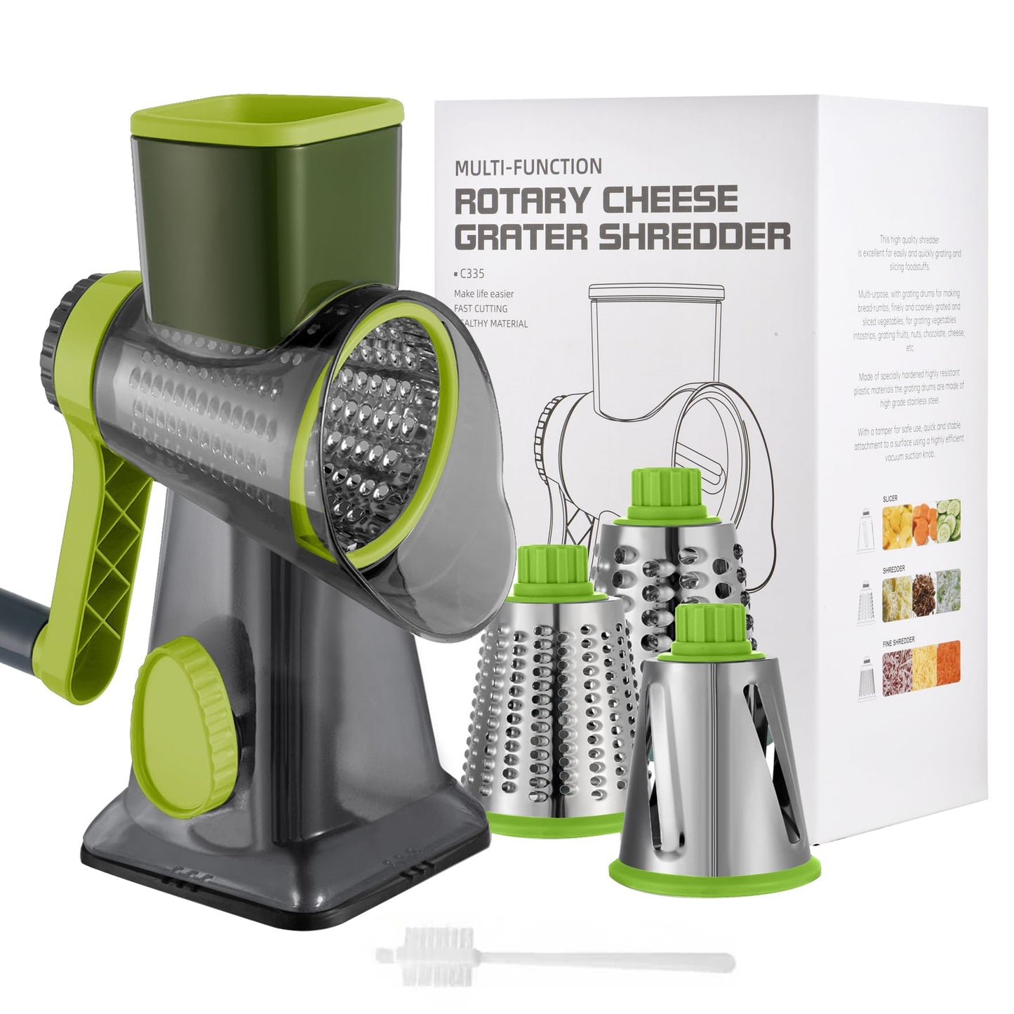 EDEFISY Cheese Grater Hand Crank Rotary Vegetables Shredder with Handle