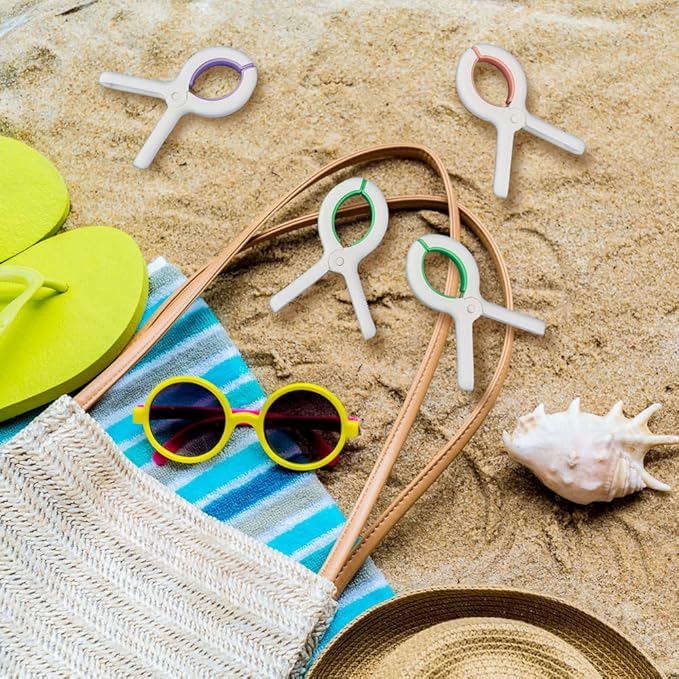 Beach Towel Clips for Chairs Cruise-Clothespins 12 pcs Heavy Duty Laundry Clamps Clothes Pegs Chair Clips Towel Holder Windproof Clothes Pins for Lounge Chair 3 Colors