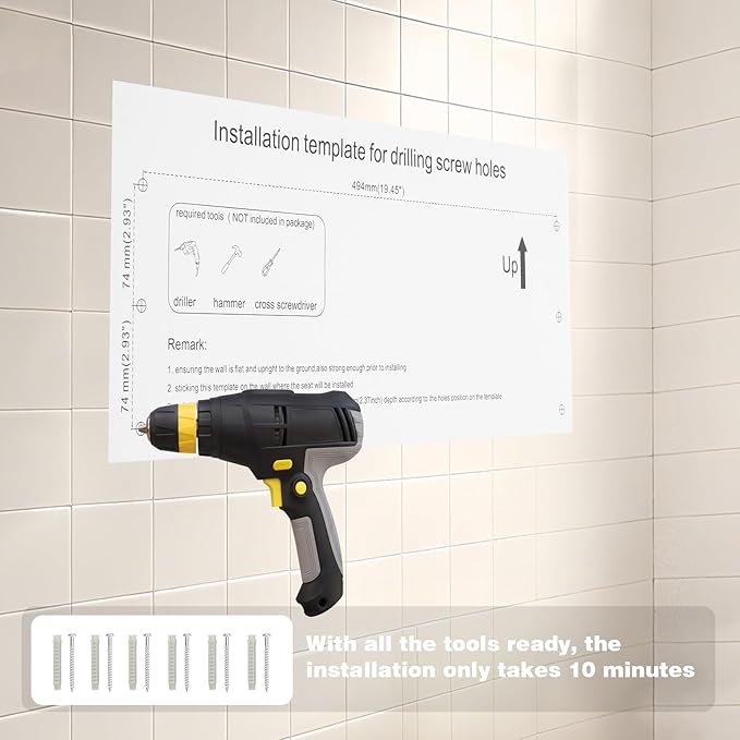 Foldable Shower Seat Wall Mounted, Folding Shower Bench for Small Shower Spaces, 400lbs Max Load for Inside Shower, 20"