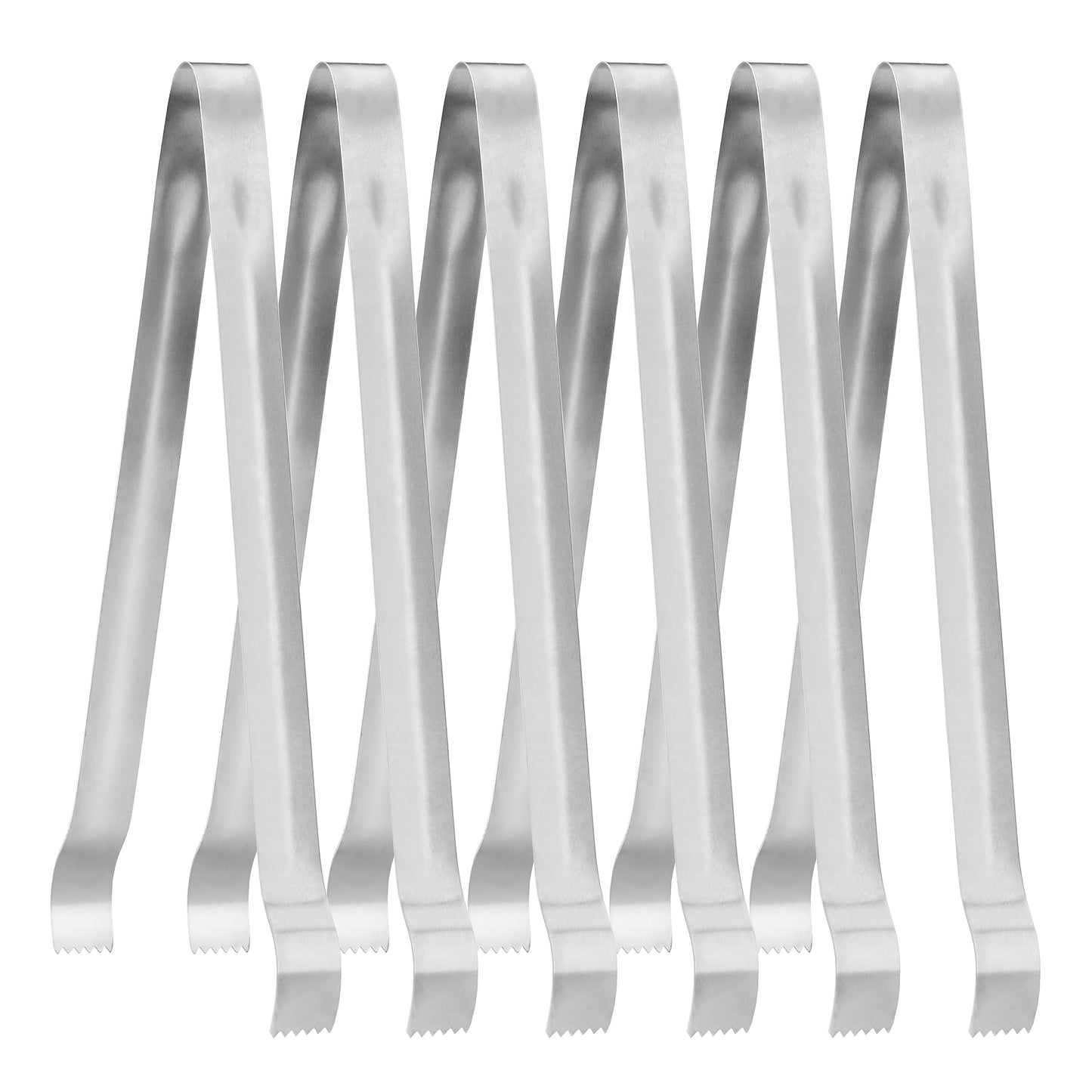 New Star Foodservice Restaurant-Grade Pom Tong, Stainless Steel, 6.5 Inch, Set of 6, Silver