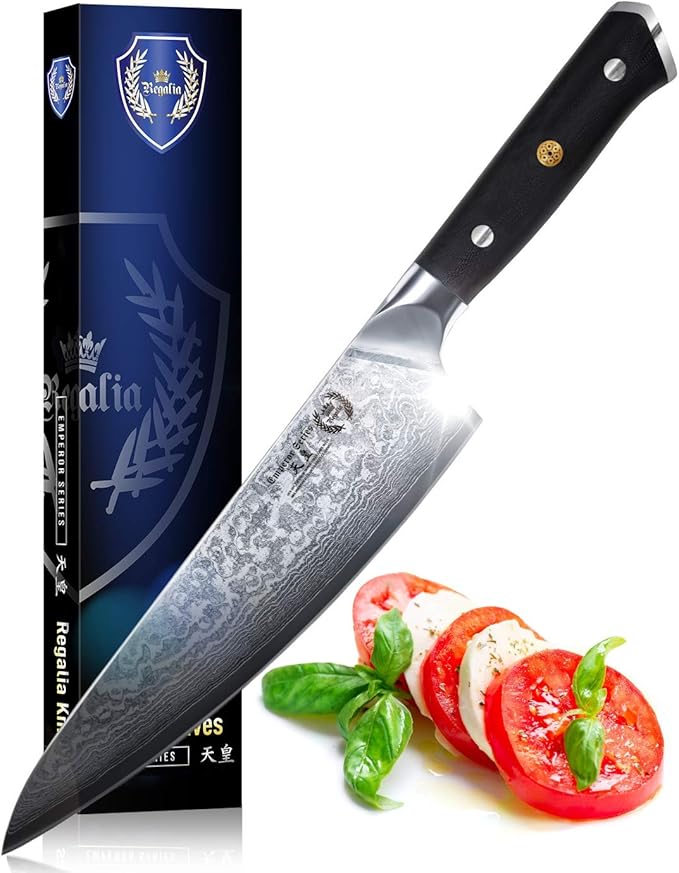 Steak Knife Set - 4 Piece - 5 Inch Damascus Steel AUS-10V High Carbon Steel Blade - G-10 Garolite Ergonomic Handle