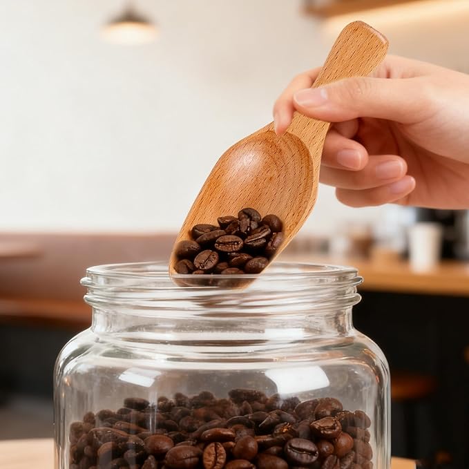 Wooden Coffee Scoop, Wooden Scoops for Jars, Wood Scoops for Canisters Ground Coffee Tea Sugar Flour Bath Salts Laundry Detergent