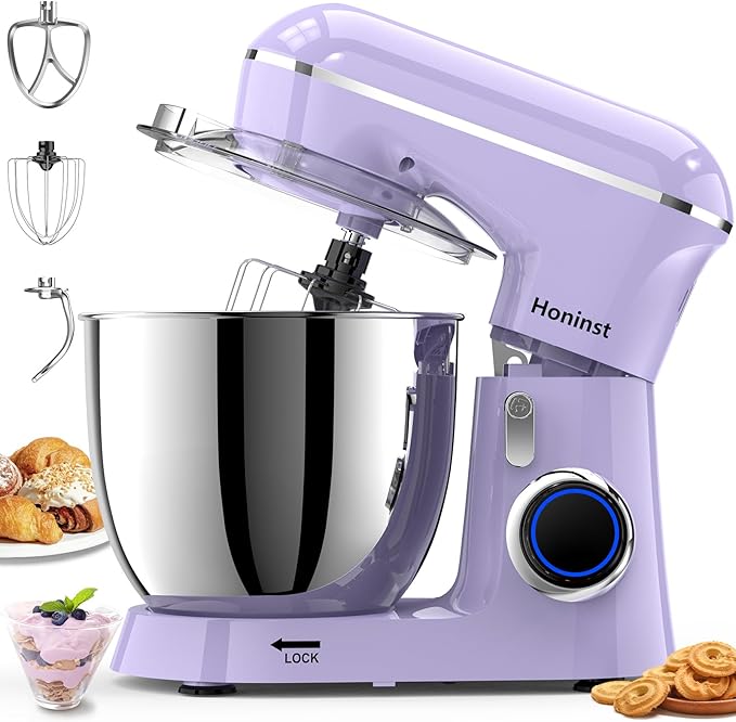 Honinst Stand Mixer, 6.5QT 10-Speed Tilt-Head 3-IN-1 Electric Food Mixer