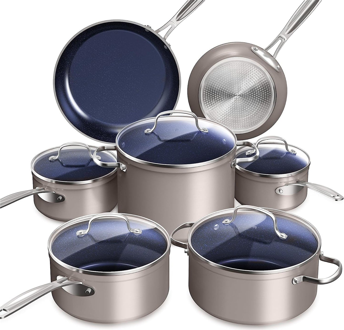 Nuwave Healthy Duralon Blue Ceramic Nonstick Cookware Set, PFAS Free