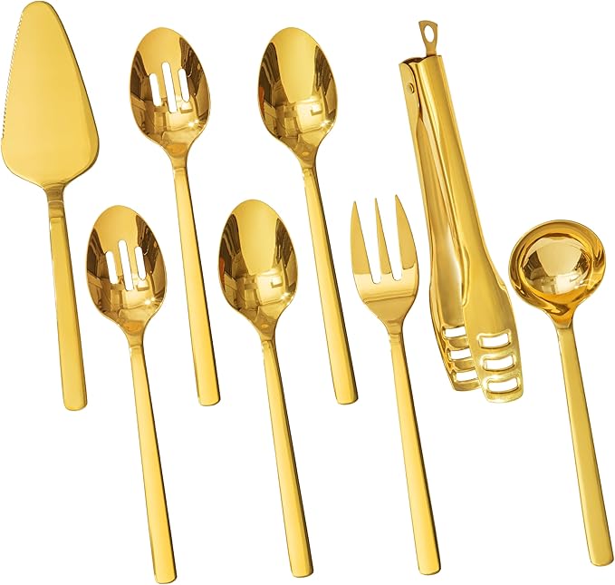 KINGSTONE 12 piece Large Hostess Serving Utensils Set,18/10 Stainless Steel
