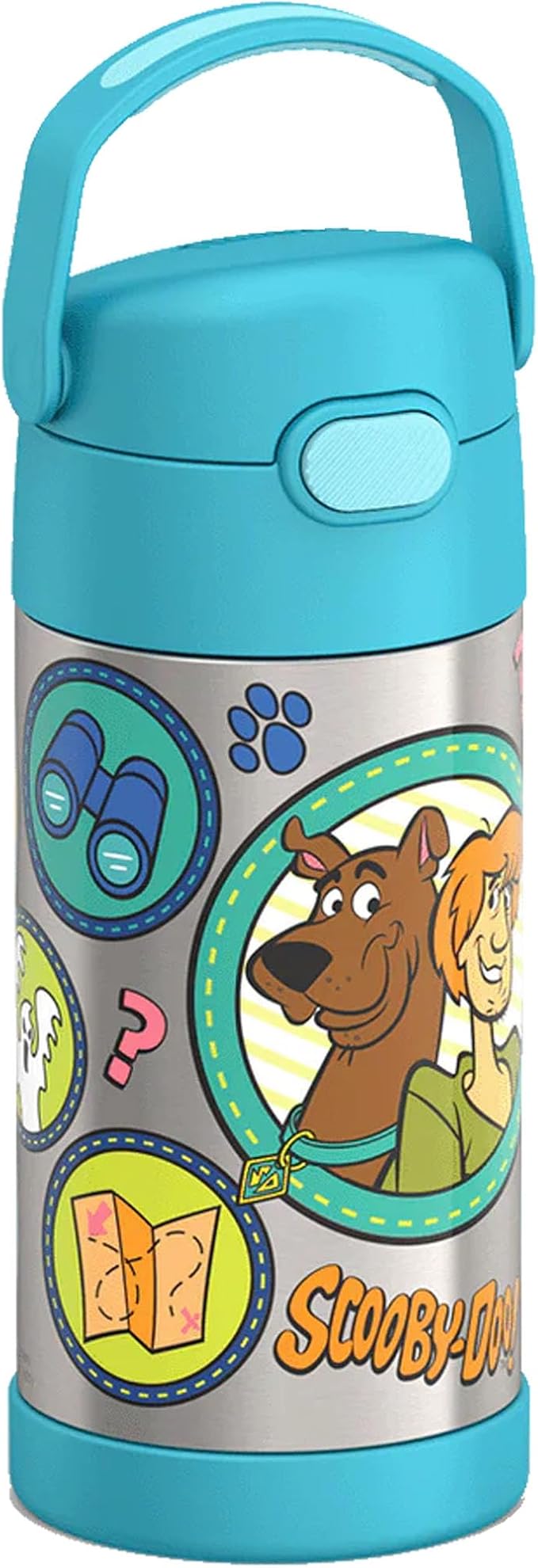 THERMOS FUNTAINER Water Bottle with Straw - 12 Ounce - Kids Stainless Steel Vacuum Insulated Water Bottle with Lid, Scooby-Doo