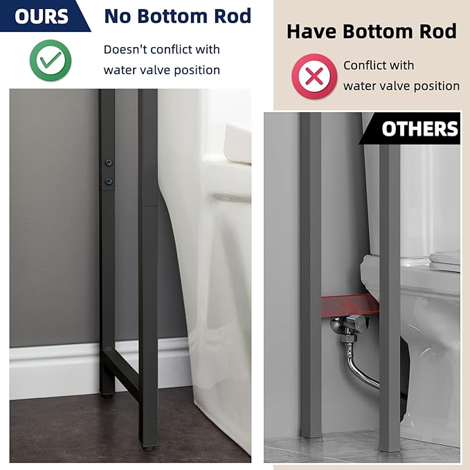 MOHOPE 2-Tier Over The Toilet Storage with 2 Fabric Drawers, Freestanding Above The Toilet Storage Cabinet, Space Saver Metal Over Toilet Bathroom Organizer Shelf for Small Space, Black