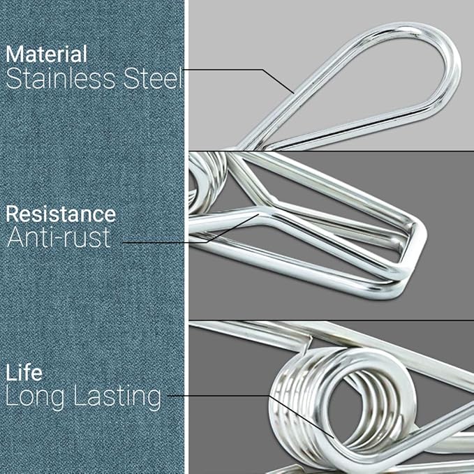40 Pack Stainless Steel Small Clothes Pins Durable Clothes Pegs Multi-Purpose Metal Wire Utility Clips for Laundry Home Kitchen Outdoor Travel Office