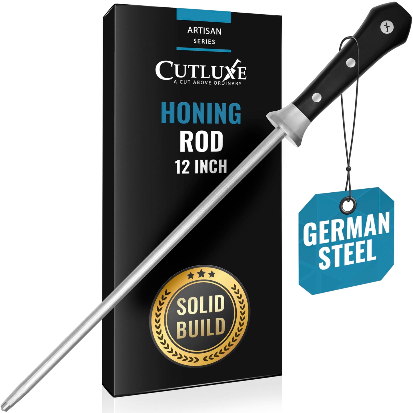Cutluxe Honing Rod, 10" Knife Sharpener Steel – Honing Steel for Knives