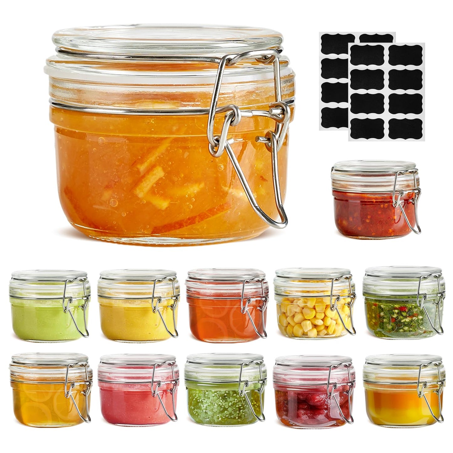 ComSaf Small Glass Spice Jars with Airtight Lids 4 oz 12 Pack Mason Pantry