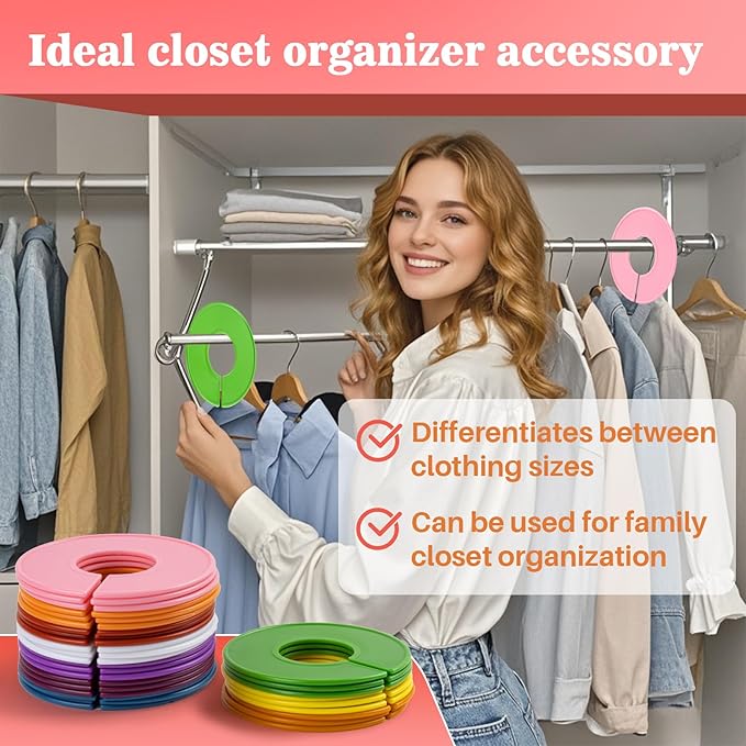 30PCS Closet Dividers Clothes Organizers - Sukh Closet Organizers Plastic Clothes Size Dividers Labels Separators for Garment Organizer Boutique Hanger Clothing Rack No Burrs 10 Assorted Colors