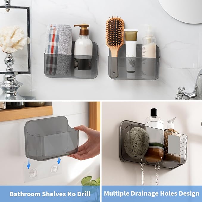 Diesisa 2pc Acrylic Wall Mount Organizer, Adhesive Cabinet Door Organizer,Acrylic Bathroom Shelves for Wall,No Drilling Hang Walls,with Self Adhesive Tape, for Bathroom, Kitchen, Living Room