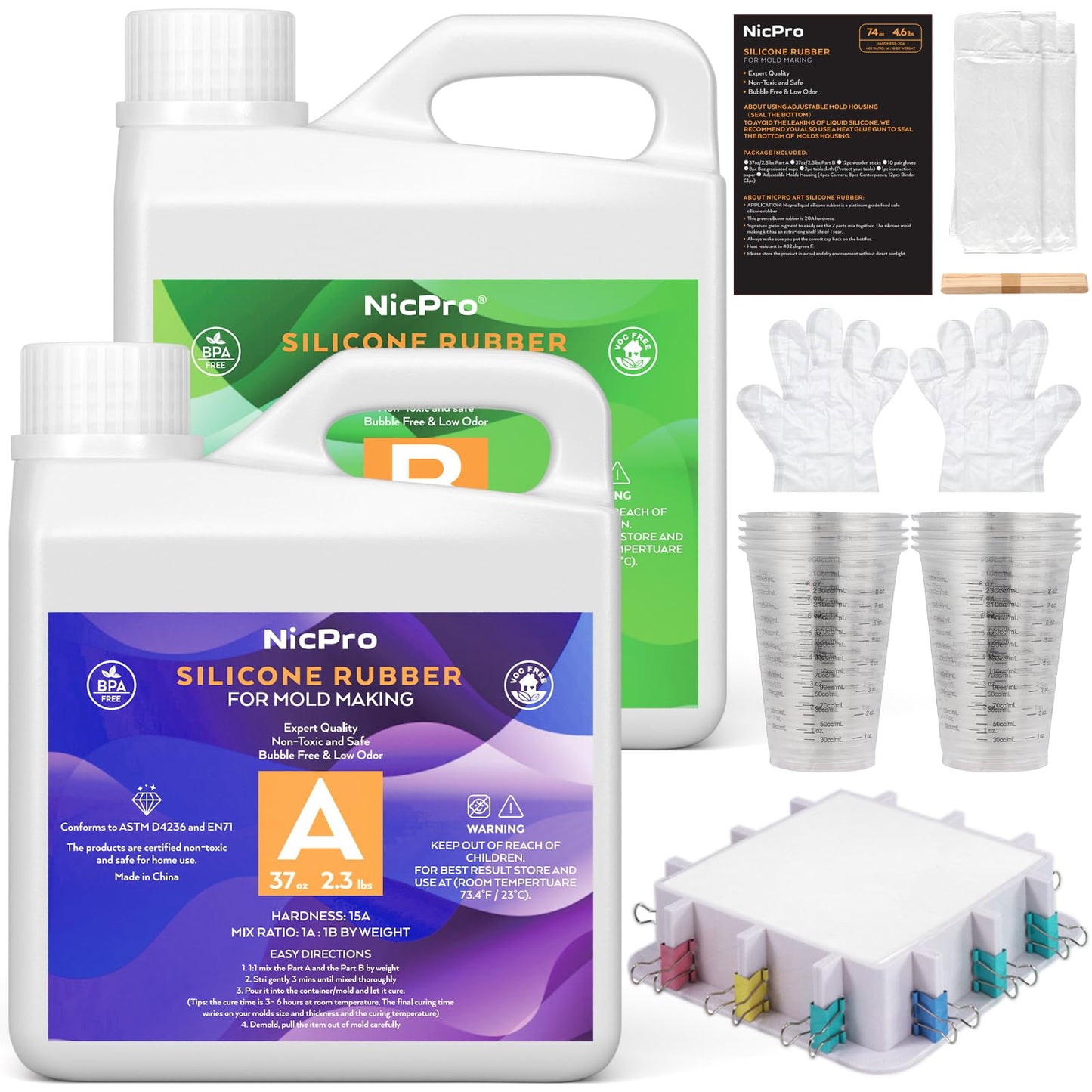 Nicpro 80oz Silicone Mold Making Kit, 15A Platinum Liquid Silicones Rubber