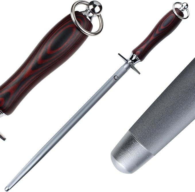 Honing Steel Knife Sharpener Steel Round 12 IN Rod for Kitchen Knife