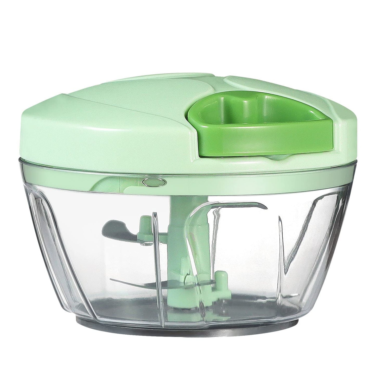 Ourokhome Manual Food Processor Vegetable Chopper, Portable Hand Pull String Garlic Mincer Onion Cutter for Veggies, Ginger, Fruits, Nuts, Herbs, etc., 500ml, Blue