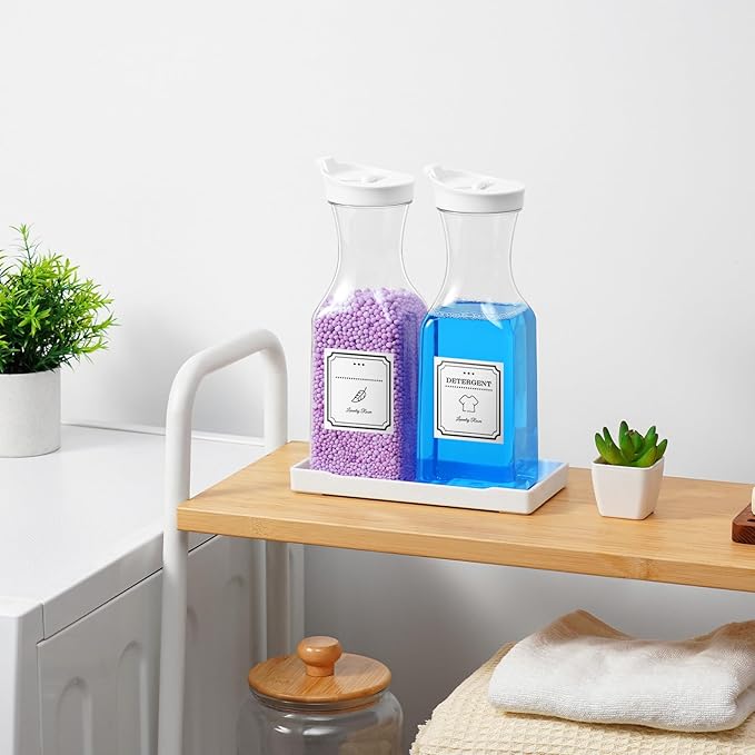 Laundry Detergent Dispenser,Laundry Soap Dispenser,Laundry Detergent Container,35OZ Fabric Softener Dispenser with Tray,Liquid Laundry Detergent Dispenser, Laundry Room Organization,Extra 4 Labels
