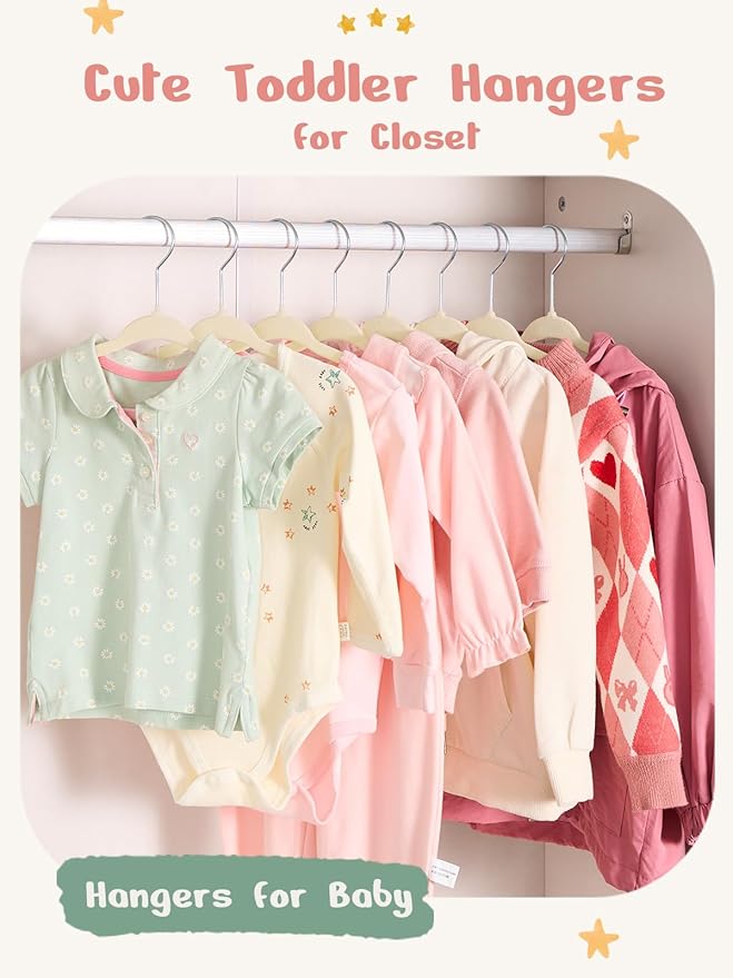 HOUSE DAY 11 Inch Velvet Baby Hangers 50 Pack Beige, Premium Kids Hangers for Children, Infant & Toddler Clothes, Durable Non Slip Small Baby Felt Hanger for Closet, Ideal for Everyday Use