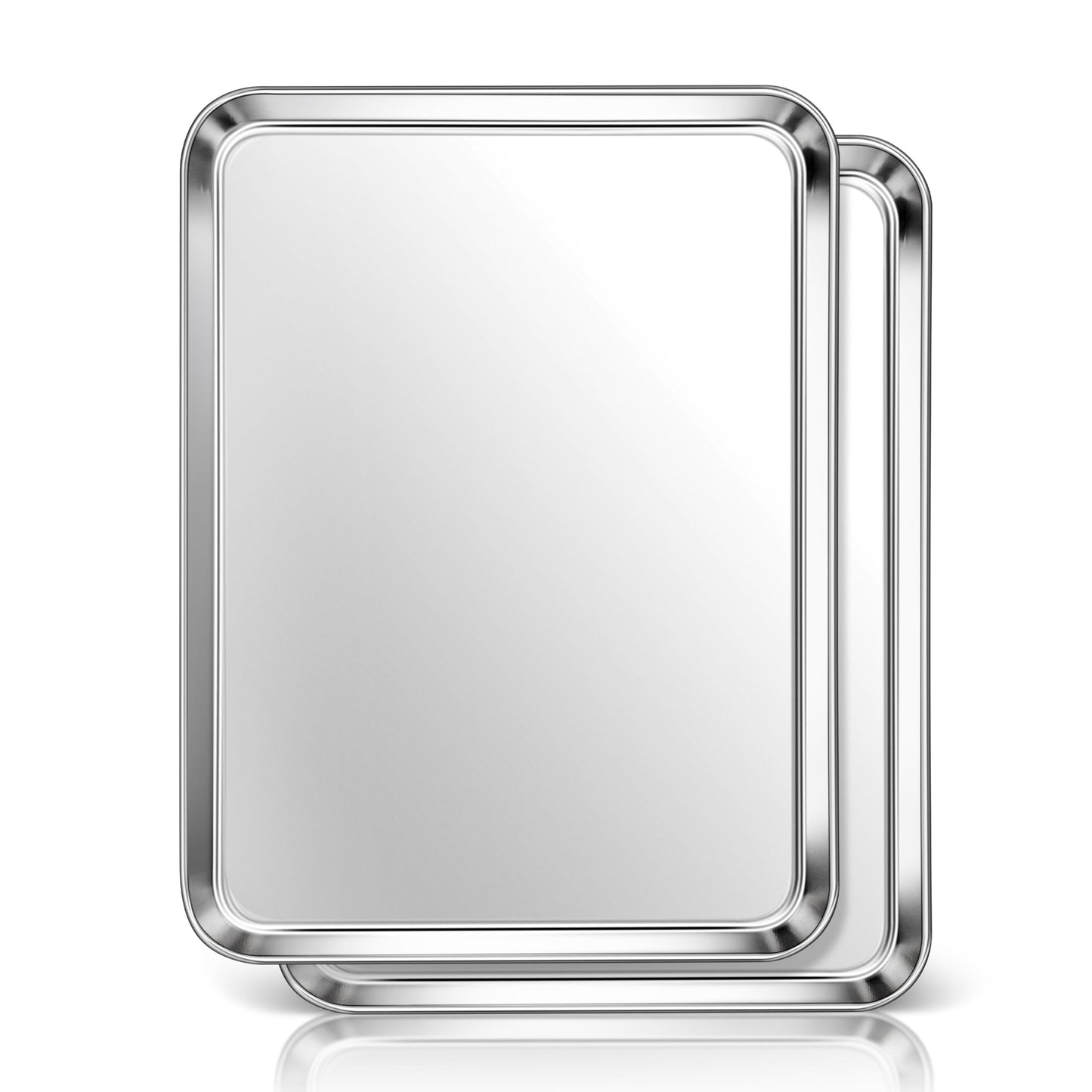 Homikit 9x13 Inches Stainless Steel Quarter Sheet Pan Set of 2, Non Toxic