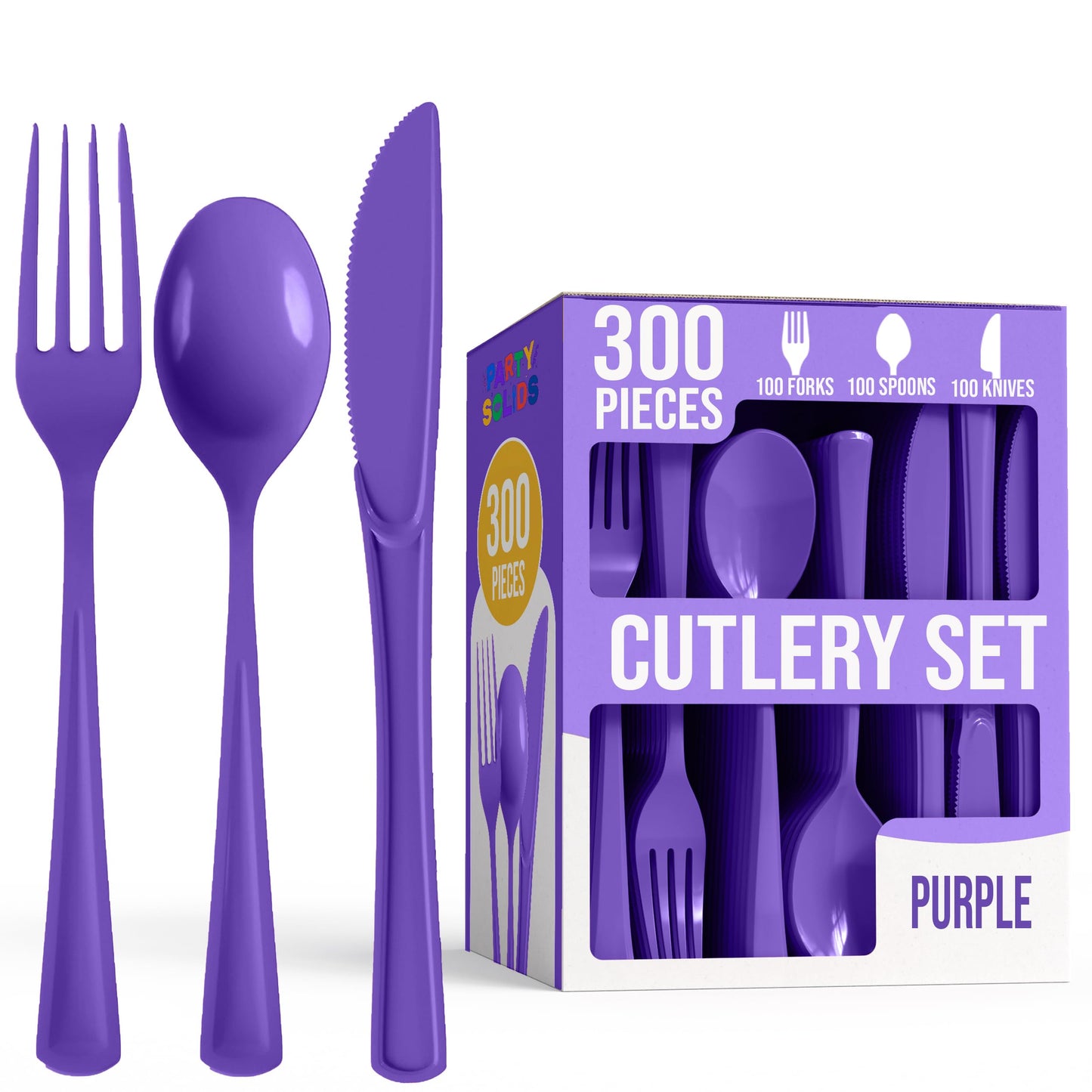 Party Solids Dark Blue Plastic Silverware 300 Pcs Dark Blue Cutlery Set