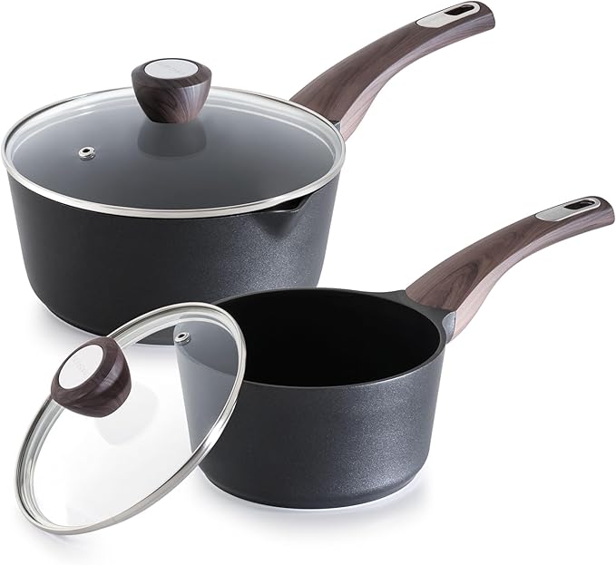 SENSARTE 1.5 & 2.5 Quart Sauce Pan Sets with Lid, Cooking Pots Set, Nonstick Saucepan Set with Pour Spout, Small Pot, Non toxic Saucepot, Induction Comptable, Sauciers, Easy to Clean, PFOA Free