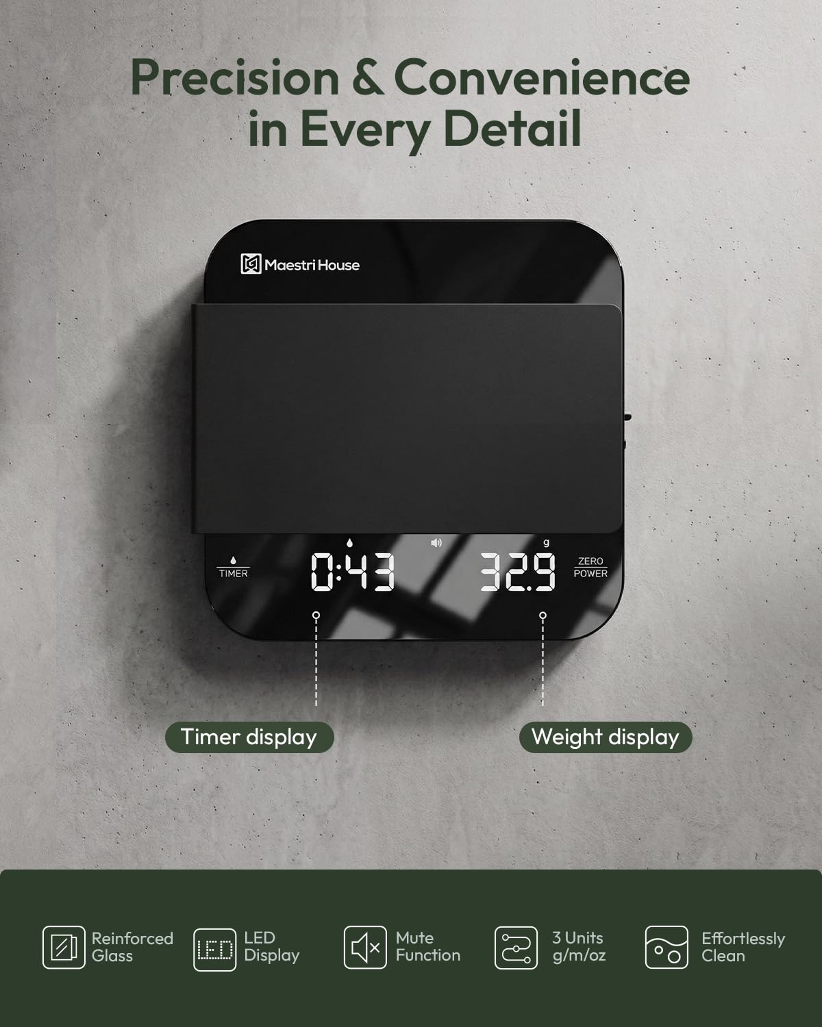 Maestri House S2 Espresso Coffee Scale with Timer 0.1g Precision Shot Scale