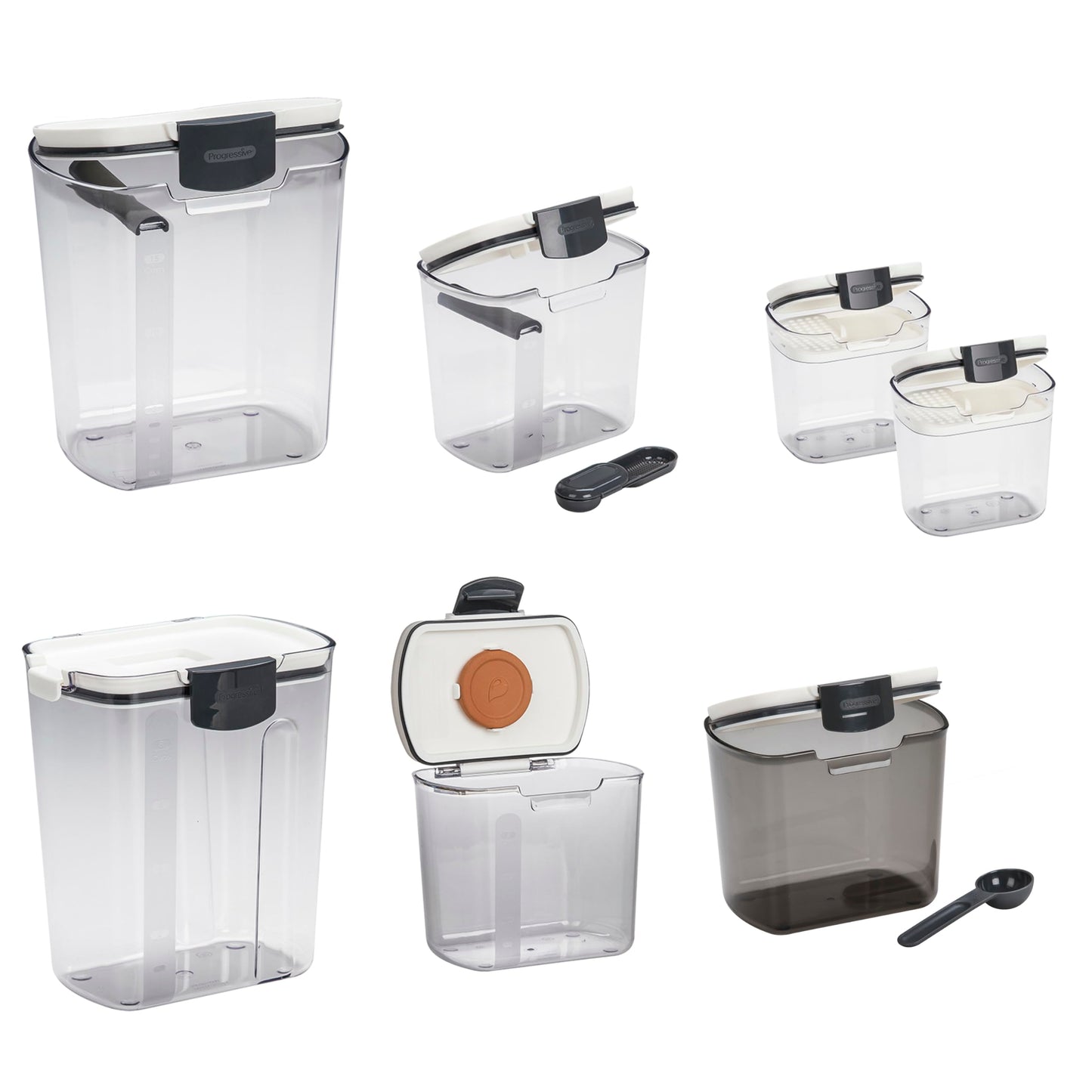 Progressive ProKeeper Baker's Airtight Kitchen Storage Canister Container Set for Flour, Sugar & More, Keeps Ingredients Fresh, with Accessories (Turquoise, 6- Piece)