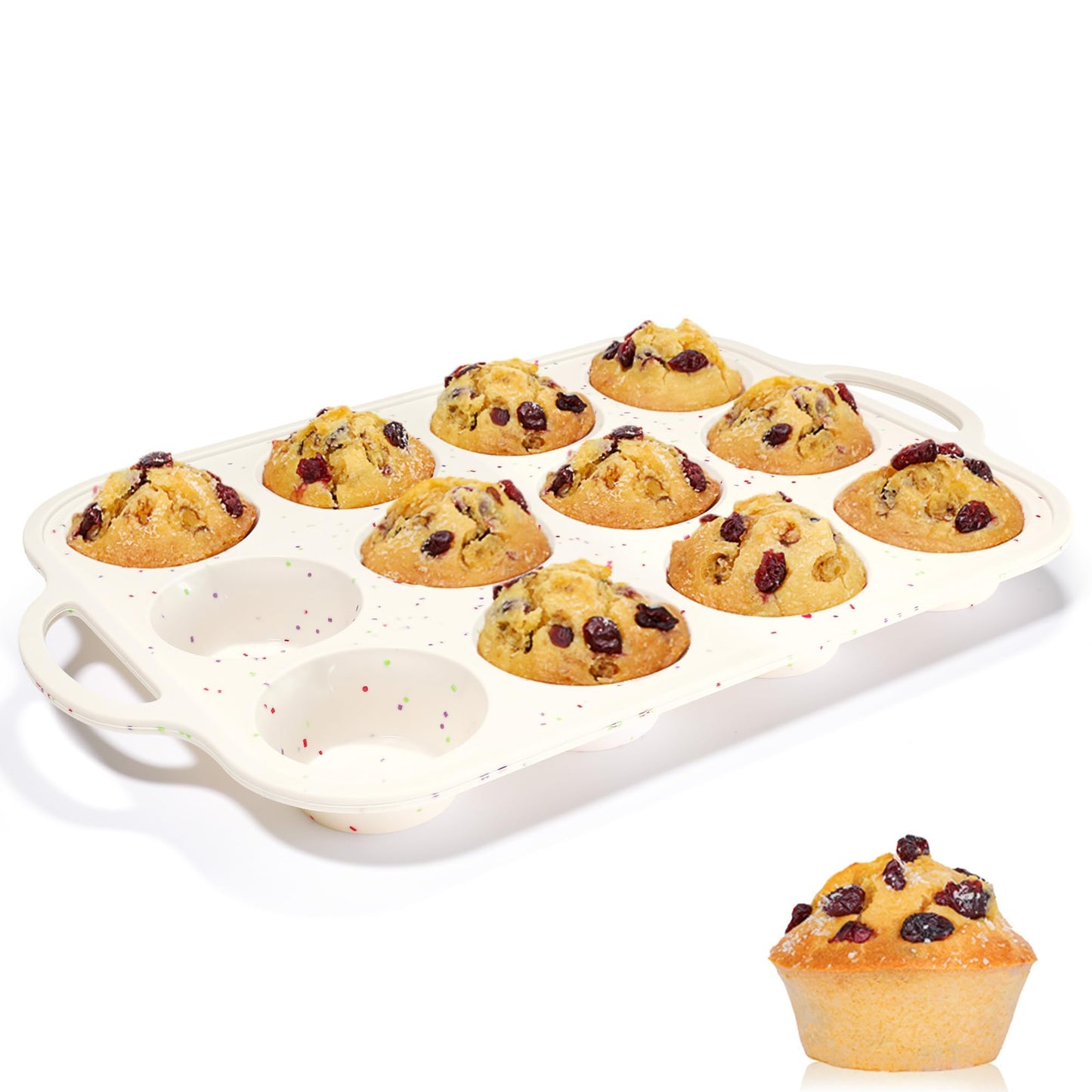 CAKETIME Silicone Muffin Pans for Baking, Metal Reinforced Frame Jumbo 6 Cups & Mini 24 Cups Cupcake Pan Nonstick Muffin Pan for Homemade Baking Easy to Handle