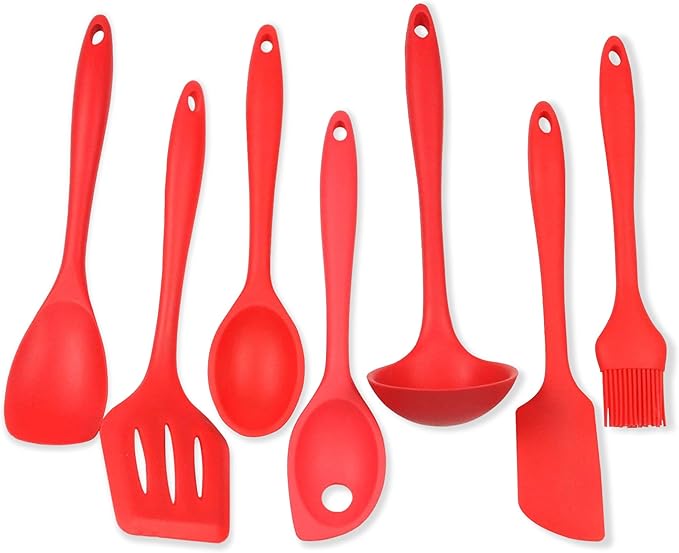 Chef Craft Premium Silicone Kitchen Tool and Utensil Set, 9 Piece, Red