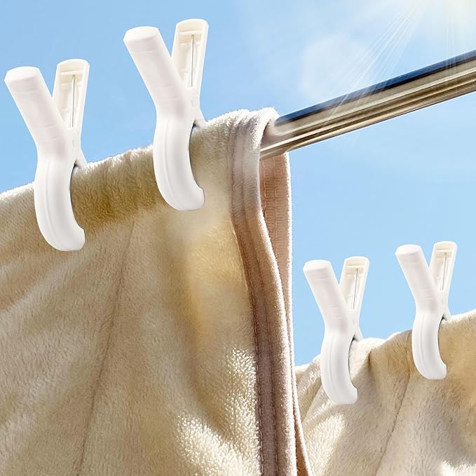 8 Pcs Beach Towel Clips for Beach Chairs, Towel Holder for Beach Chair Pool Chair on Cruise, Jumbo Size Heavy Duty Clothes Pins, Beach Chair Clips to Keep Your Towel from Blowing Away (White)