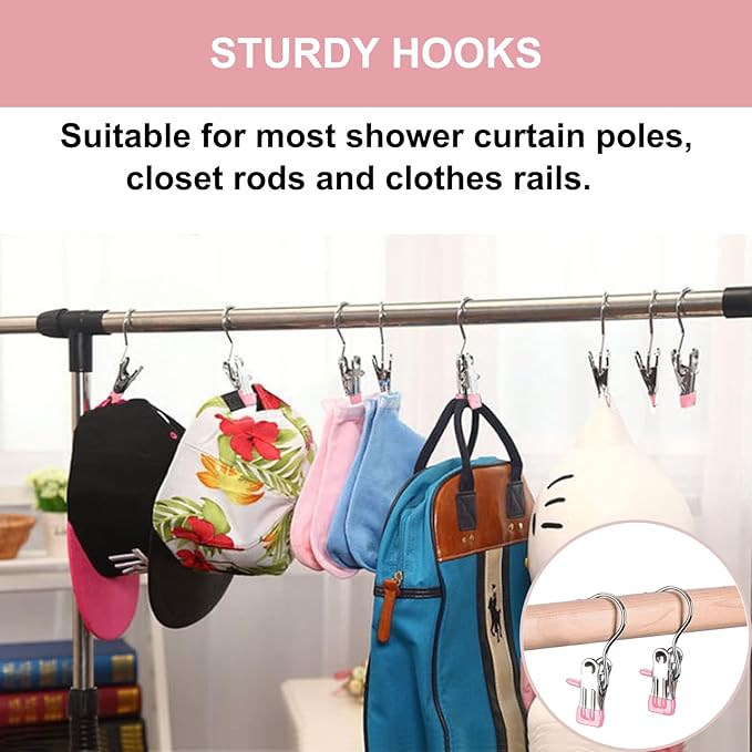 Boot Hangers for Closet, Hanging Clips Laundry Hooks Clothes Pins Closet Hanger Organizer Clamps Socks Towel Clips Heavy Duty Clothespins Bulk Hanger Clips for Closet Travel Pants Socks Handbags