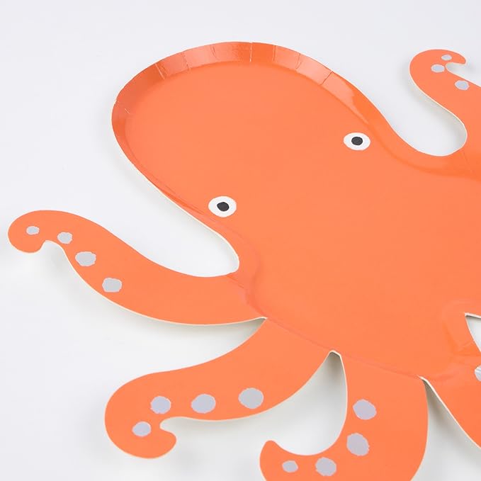 Meri Meri Under the Sea Party Plates, Pack of 8 Fun Shaped Disposable Plates, Ocean Themed Party Decorations