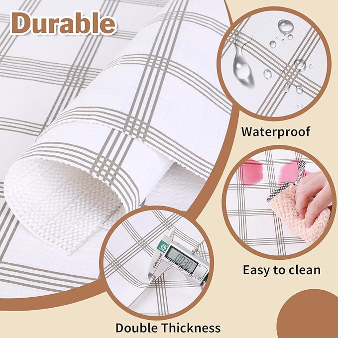 Drawer and Shelf Liner for Kitchen Cabinet: 12 in X 20 Ft Non Slip Waterproof Shelf Paper Non Adhesive Refrigerator Liners White Square Easy Liners for Bathroom Cupboard with Knife Tape Measure