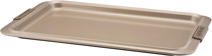 Anolon Advanced Nonstick Bakeware Cookie Pan Set/Baking Sheets with Silicone Grips, 2 Piece, Bronze