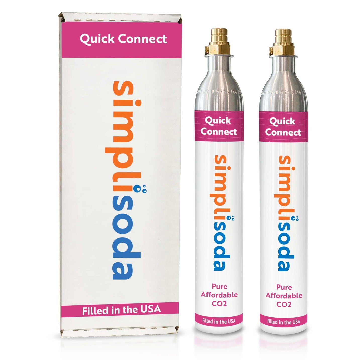 Simpli Soda 60L CO2 Canister Cylinders - Compatible w/Sodastream Quick Connect Only [Including ART, TERRA ENSO & DUO] - Soda Streaming Machine CO2 Tanks Gas Refill, | 14.5 oz, Set of 2