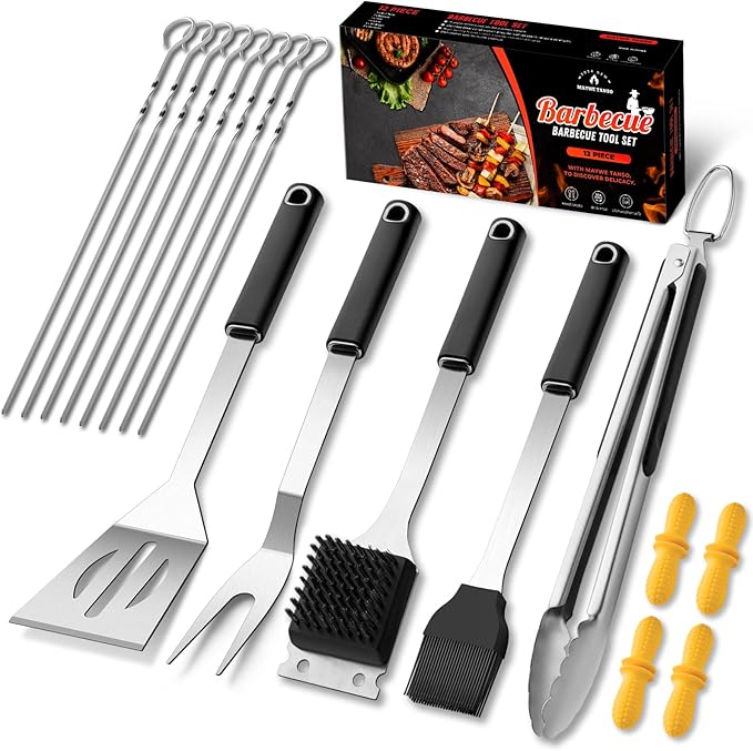 11 Pcs Grill Tools Set,BBQ ＆ Grilling Accessories Outdoor Barbecue Utensils