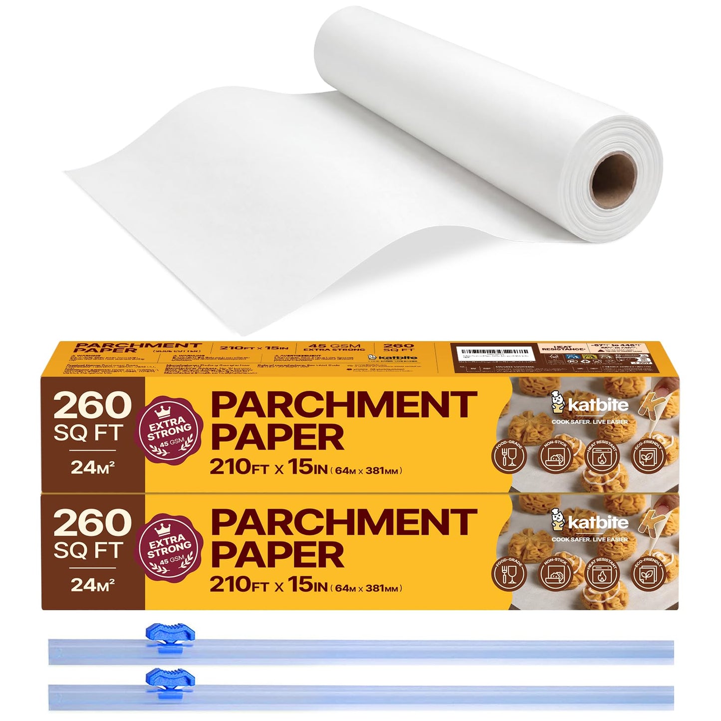 Katbite Heavy Duty Parchment Paper Roll, 15 in x 115 ft, 145 Sq Ft, White