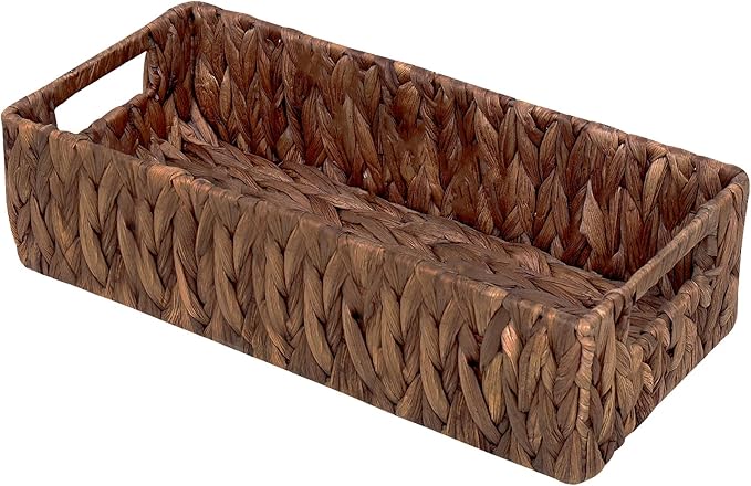 Handwoven Wicker Storage Basket-Hyacinth Material,Toilet Paper Holders with Handles,Storage Baskets for Organizing Living Room,Bedroom,Closet