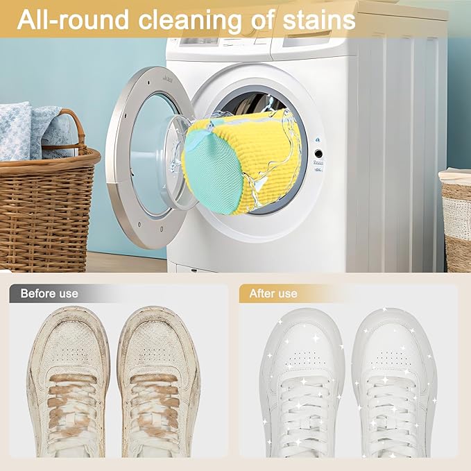 2Pcs Shoe Washing Machine Bag,Cleaning Bag for All Shoe Types,Laundry Shoe Bag for Washer and Dryer (Yellow)