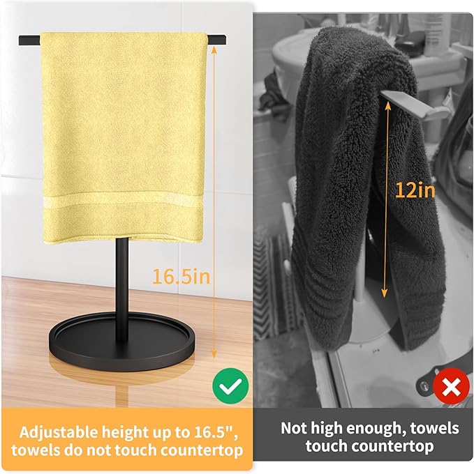 Hand Towel Holder Stand, Countertop Hand Towel Stand for Bathroom Kitchen, T-Shape Adjustable Hand Towel Holder, Brushed Nickel