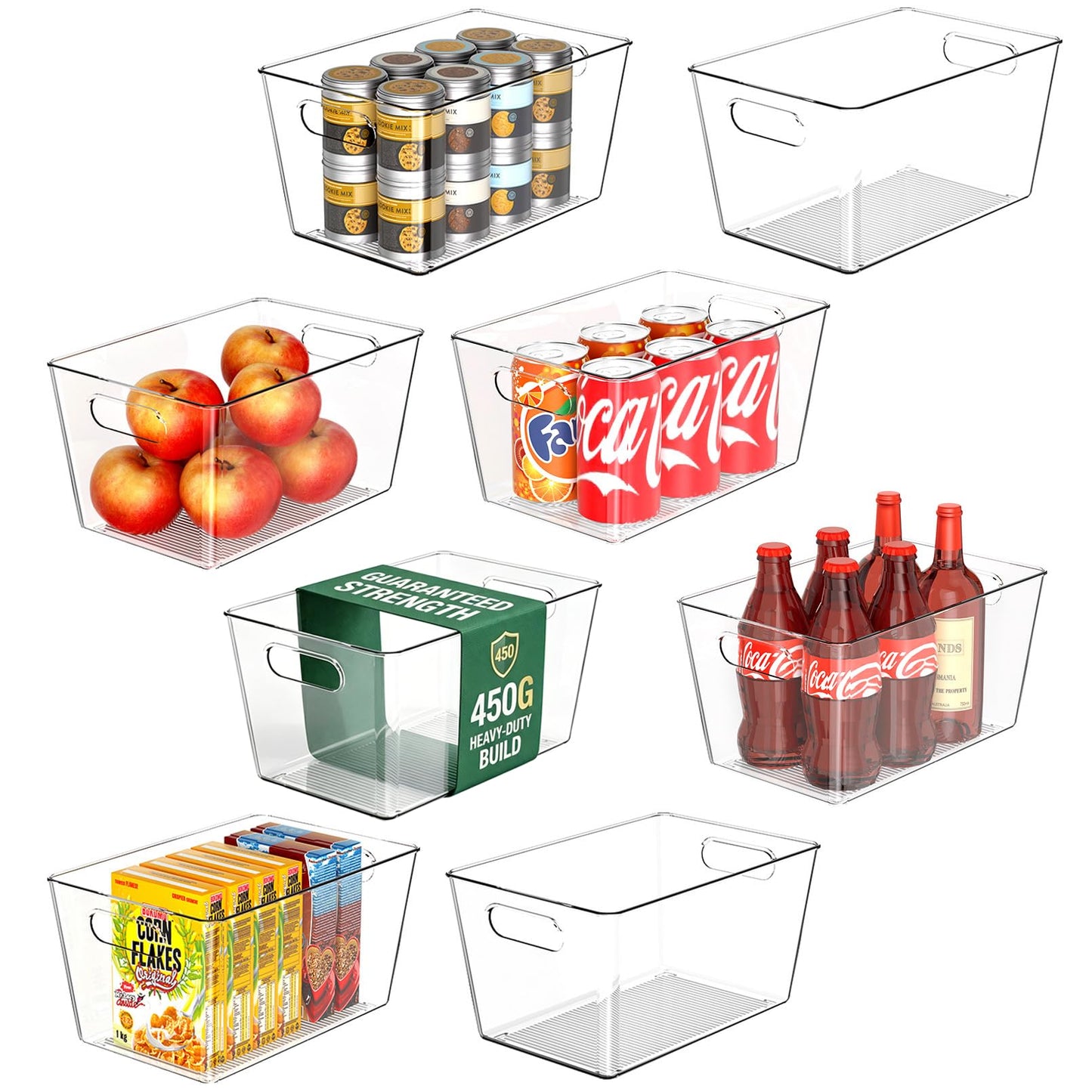Joymeezo 6 Pack Clear Plastic Storage Bins, Kitchen&Pantry Organizer Large