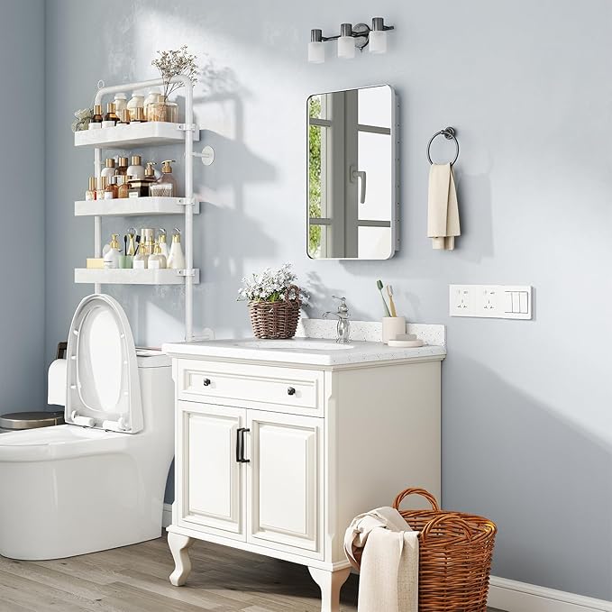 16x24 Inch Medicine Cabinet with Mirror for Bathroom, Silver Aluminum Bathroom Medicine Cabinet, Recessed or Wall Mount Medicine Chest Over Sink, Modern Farmhouse Style, Fully Assembled
