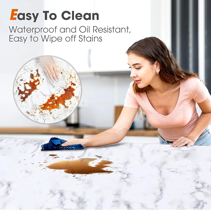 Beautysaid Shelf and Drawer Liner for Kitchen Cabinet, Non Adhesive Non Slip Shelf Paper Waterproof Washable Thickened for Dresser Pantry Shelve Bathroom Protector Liner(Marble,18 in x 20 FT)