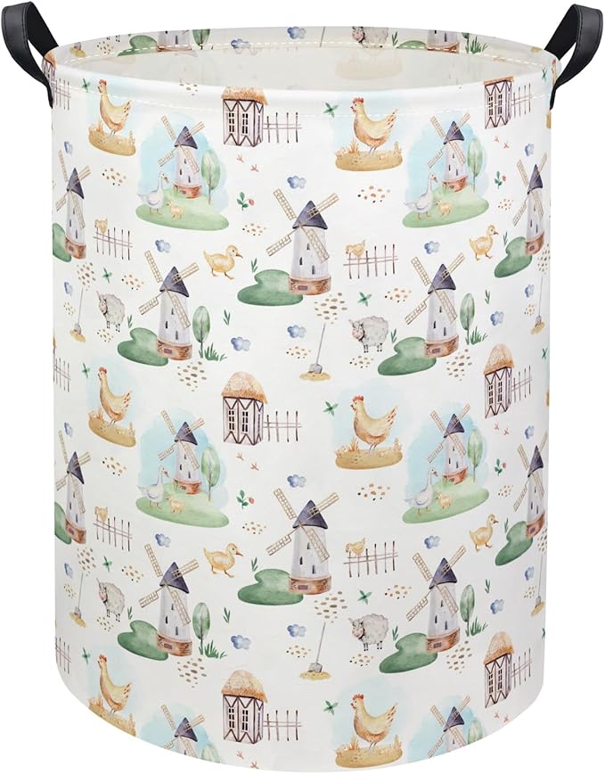 HIYAGON Kids Baby Laundry Basket Boys Baby Laundry Hamper Dirty Clothes Organizer Toy Storage Bin Nursery Hamper for Bedroom Room Decor(Farm)
