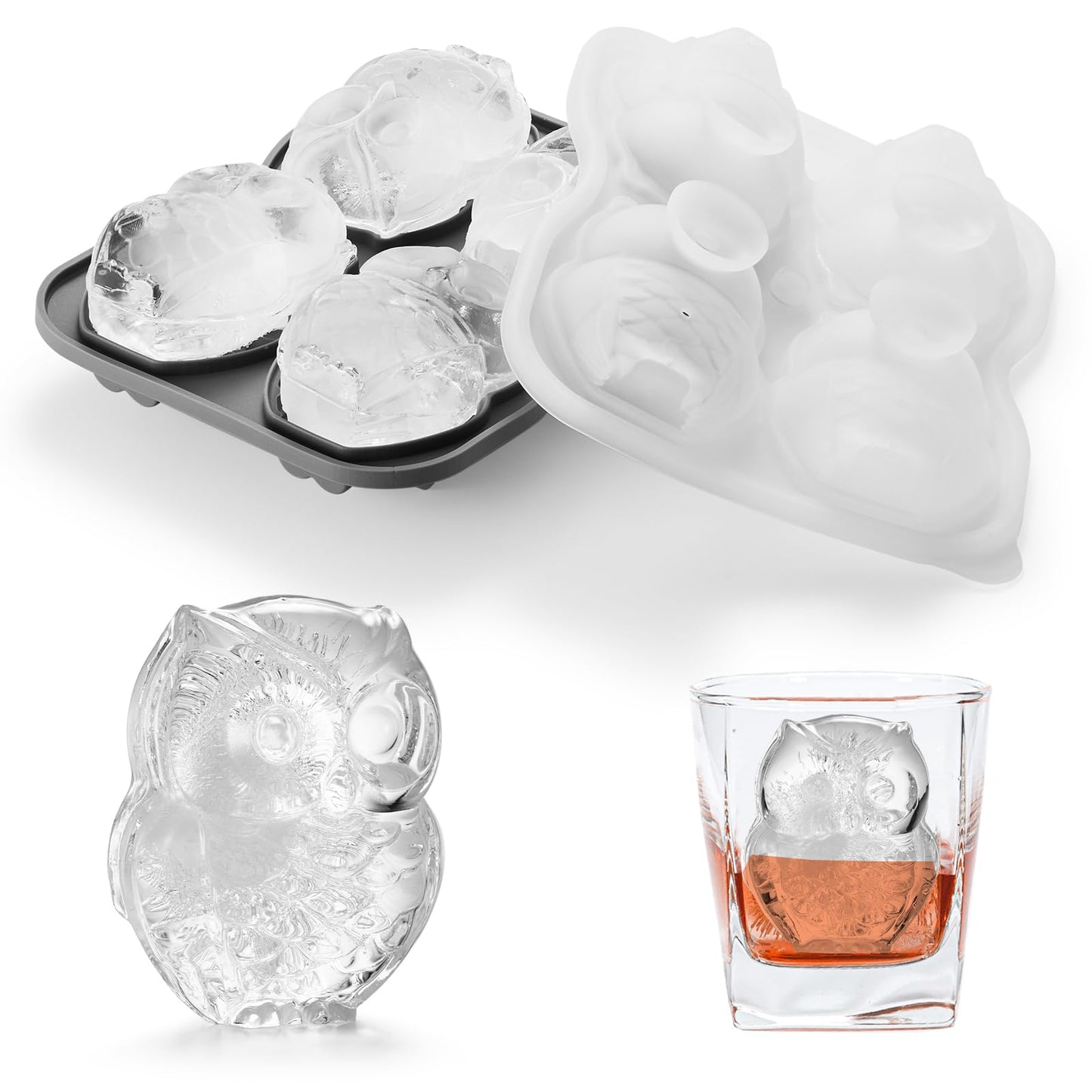 Nax Caki 3D Cat Ice Cube Mold Fun Shapes, Cat Lover Gifts for Women & Mom, Cute Large Craft Ice Mold, Big Ice Cube Trays for Whiskey Cocktails Bourbon