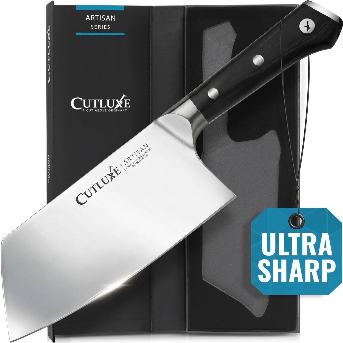 Cutluxe Cleaver Knife, 7" Meat Cleaver Butcher Knife for Meat Cutting